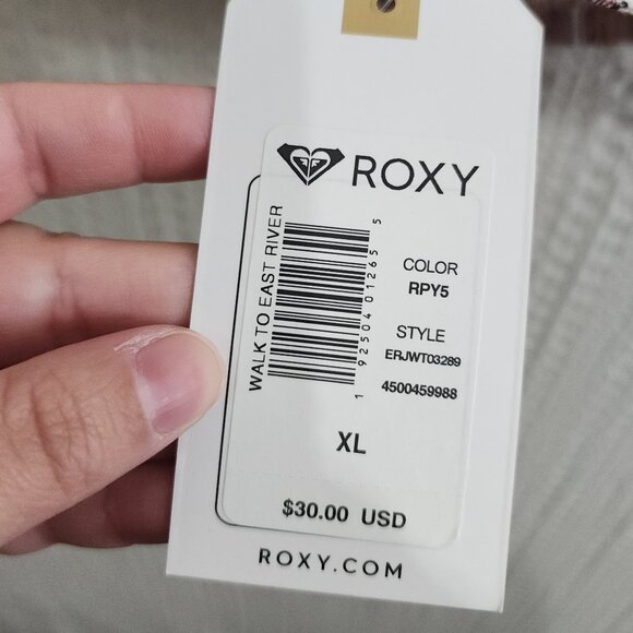 ROXY Walk To East River Halter Crop Top Striped Fitted Women's Size XL - Picture 9 of 10